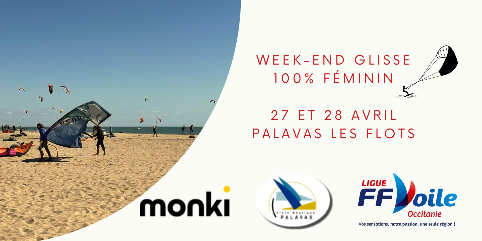 You are currently viewing Week-end Kite et Wing au Féminin à Palavas Les Flots ce 27 et 28 Avril 2024