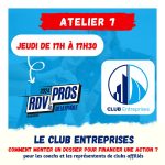 Lire la suite à propos de l’article Atelier 7 : Le Club Entreprises – Comment monter un dossier pour financer une action pour les coachs, clubs et marques